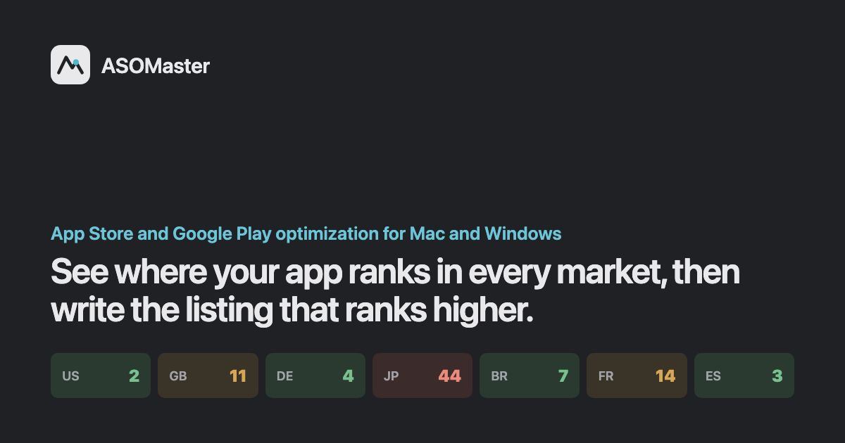 I built the ASO tool I wanted: both stores, no cloud login, no AI credits